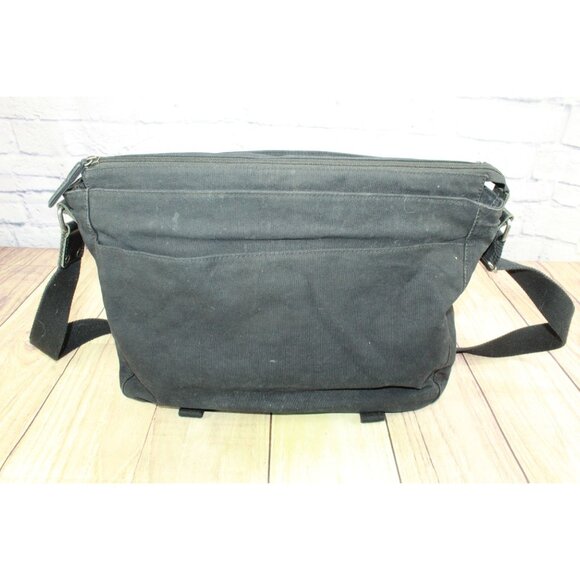 LL Bean Unisex Heritage Waxed Canvas Messenger Bag Black - Picture 9 of 15
